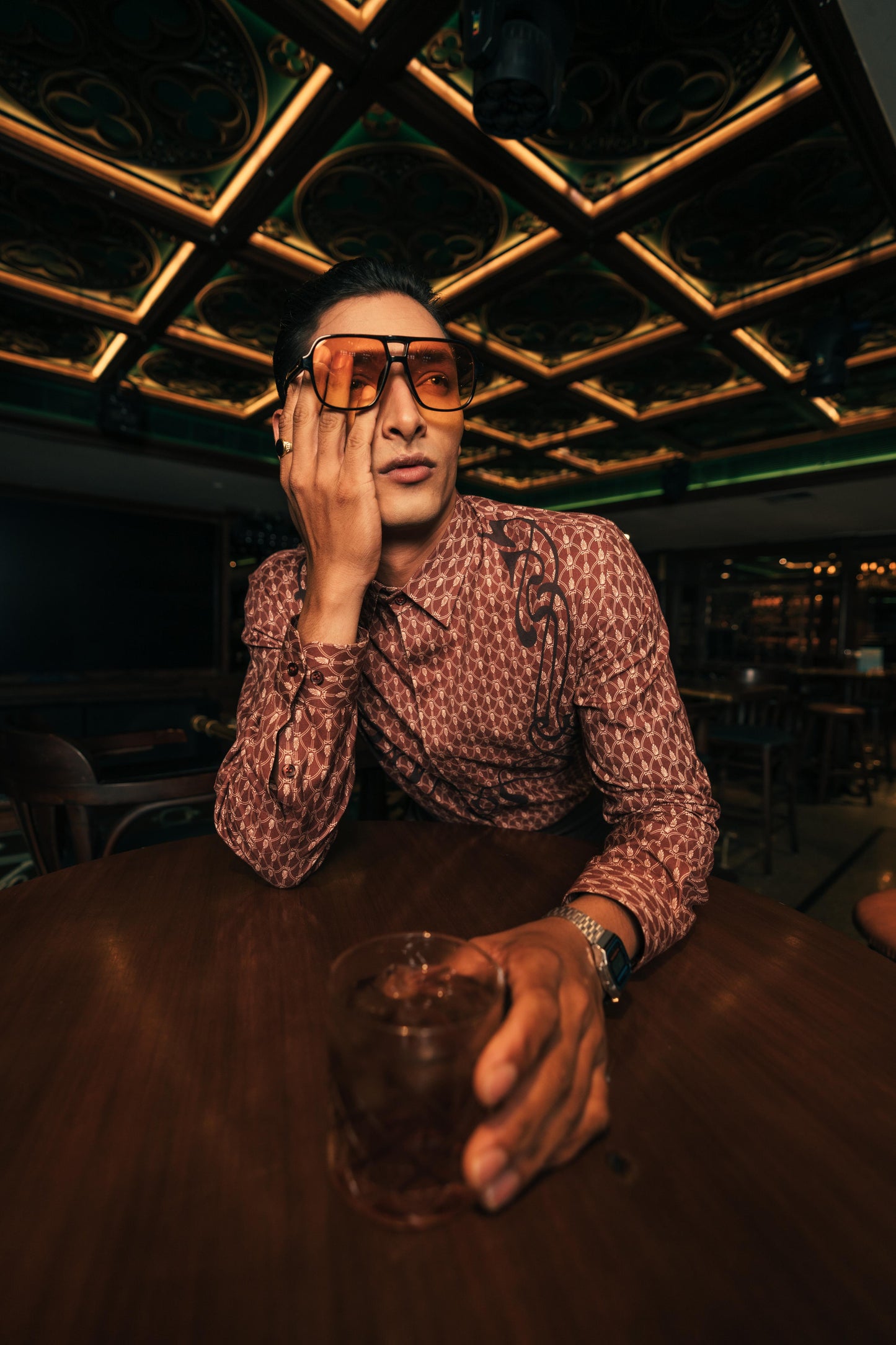 Serpentine DeVito Terra Men's Printed Shirt | Designer Brown Printed Men's Shirt