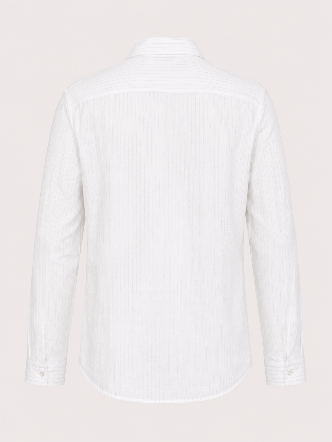 Atlântico Cinza | Double Breasted White Grey Striped Linen Shirt