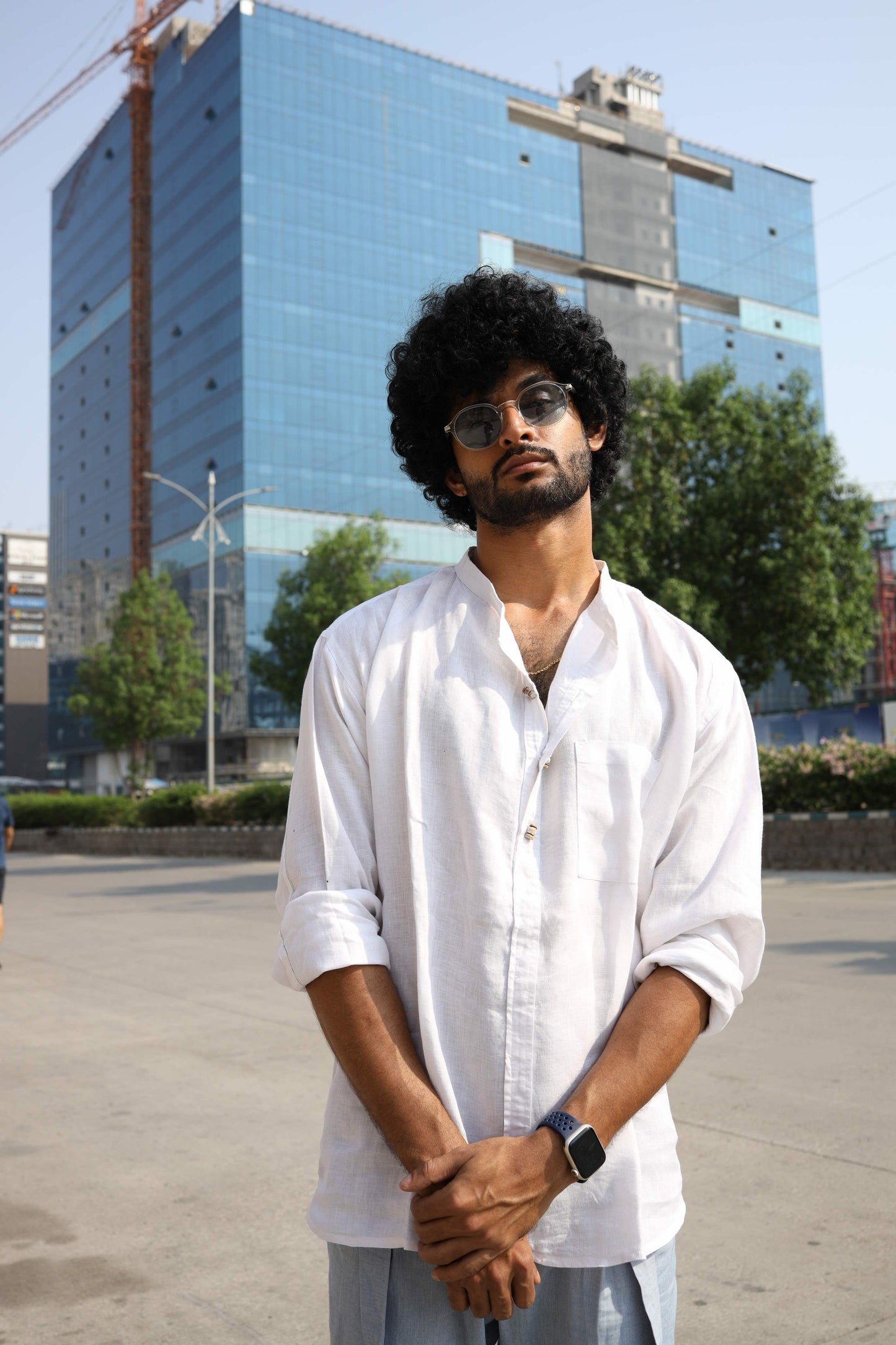 HOS Pure Linen Mens White Kurta Shirt