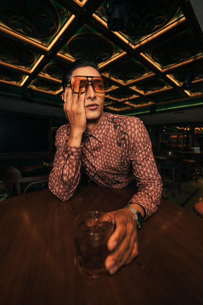 Serpentine DeVito Terra Men's Printed Shirt | Designer Brown Printed Men's Shirt
