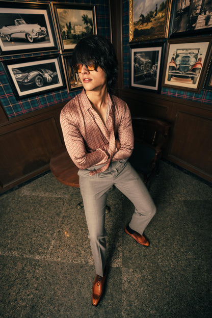 Terra Sienna Weave Men's Printed Shirt | Men’s Printed Designer Shirt