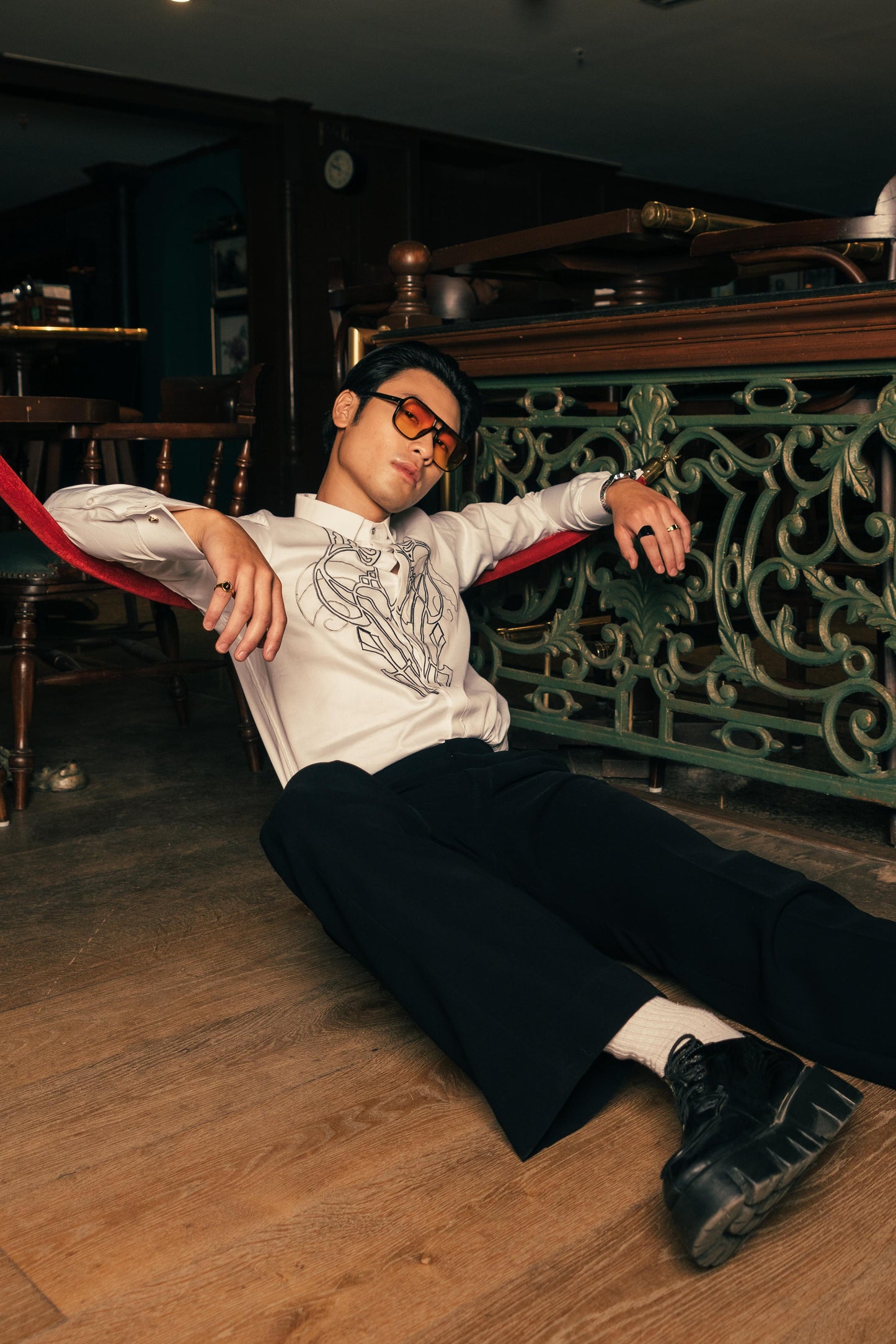 Ivory Harvey Emblem White Men's Shirt | White Men's Embroidered Shirt