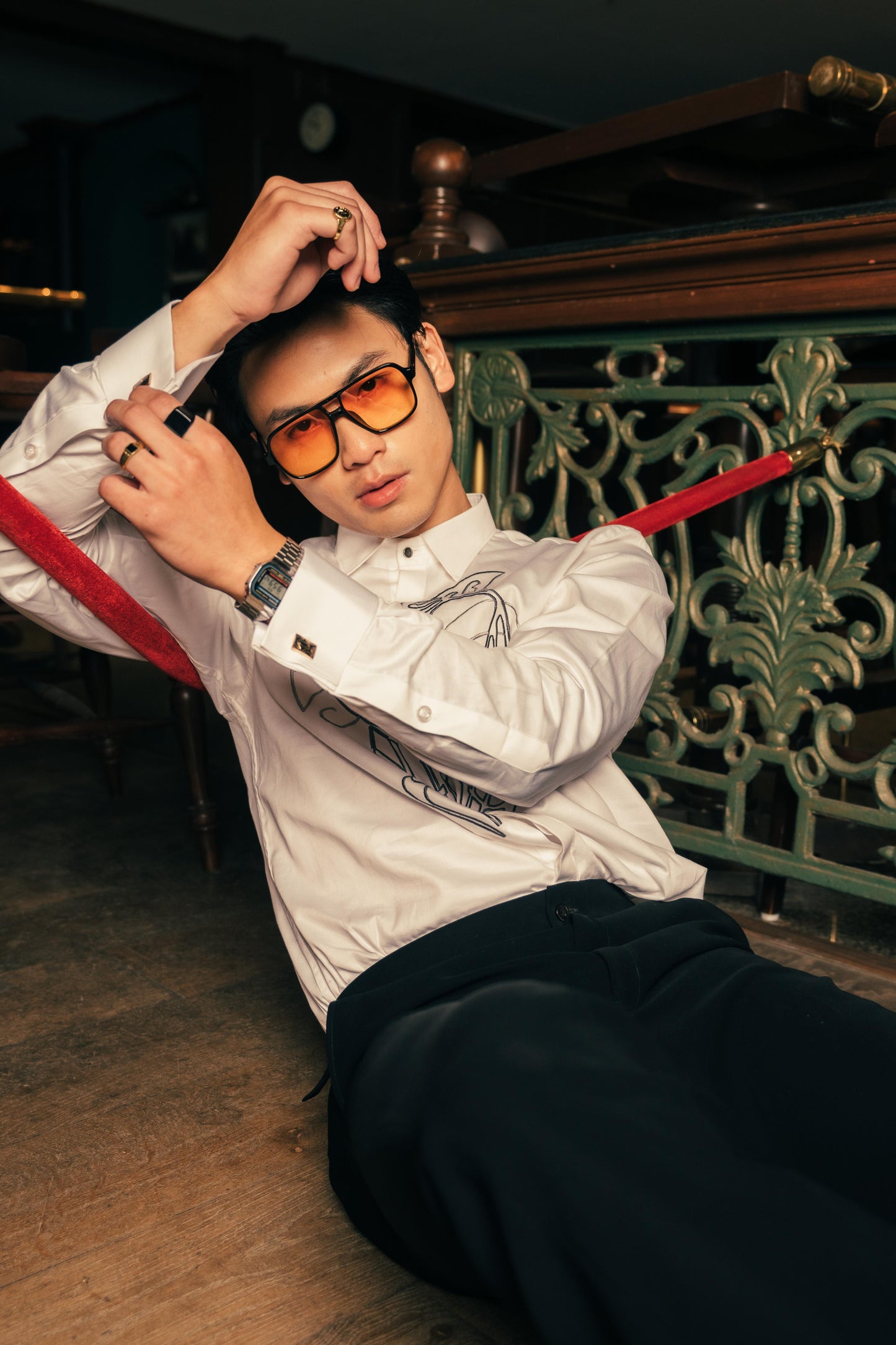 Ivory Harvey Emblem White Men's Shirt | White Men's Embroidered Shirt