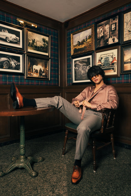 Terra Sienna Weave Men's Printed Shirt | Men’s Printed Designer Shirt