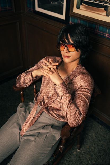 Terra Sienna Weave Men's Printed Shirt | Men’s Printed Designer Shirt