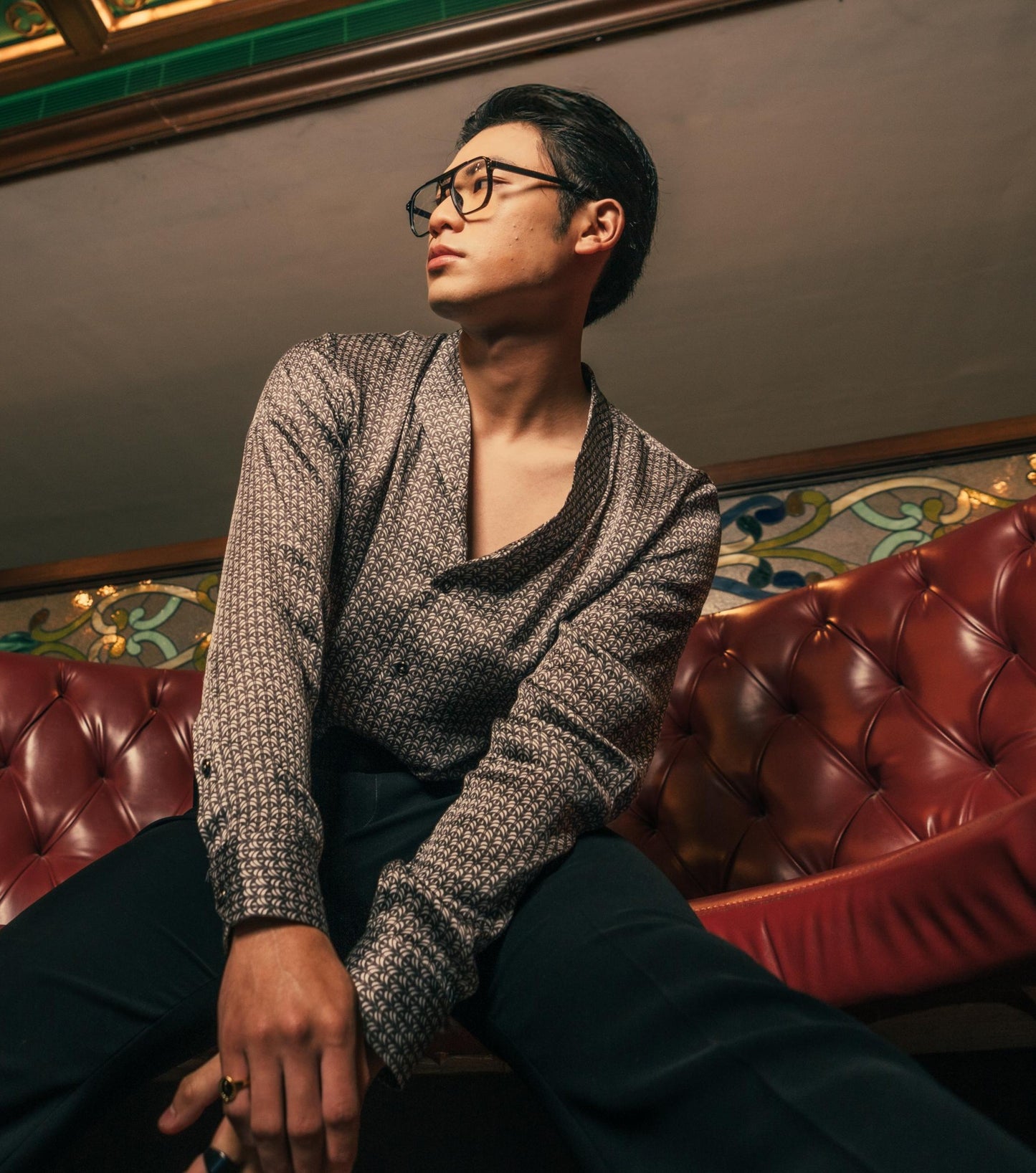 Orbis Michael Noir Men's Printed Shirt | Designer Black Printed Men's Shirt