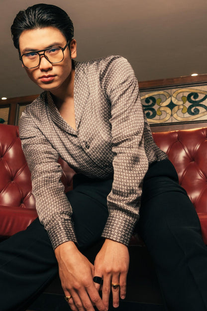 Orbis Michael Noir Men's Printed Shirt | Designer Black Printed Men's Shirt