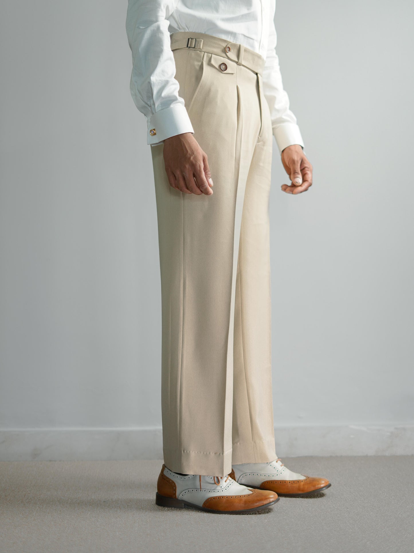 Beige Men's Gurkha Trousers