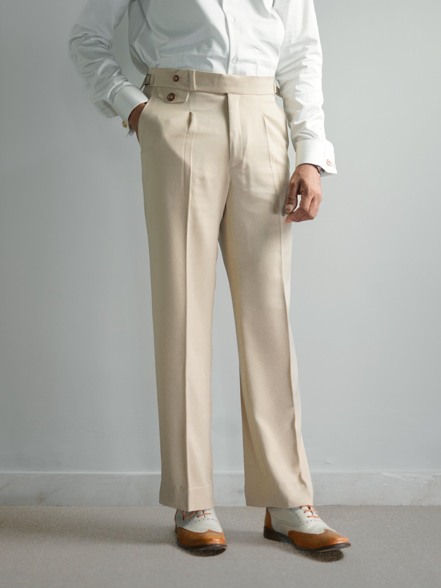 Beige Men's Gurkha Trousers