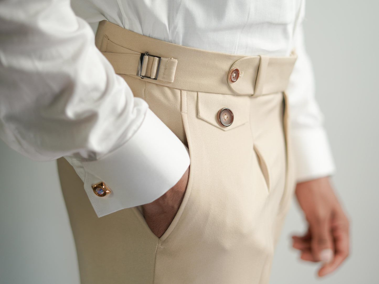Beige Men's Gurkha Trousers