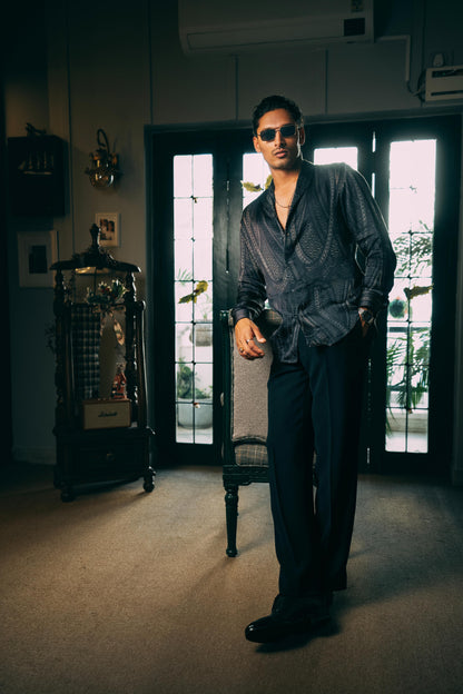 Nightfall Montana Bleu Men's Printed Shirt | Designer Printed Men's Shirt