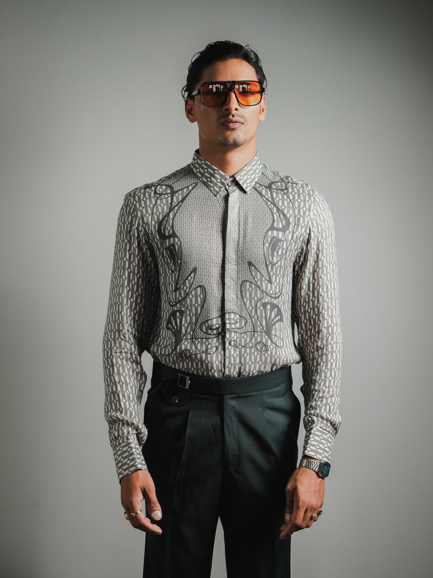 Serpentine coeleone verde Men's Printed Shirt | Designer Printed Men's Shirt