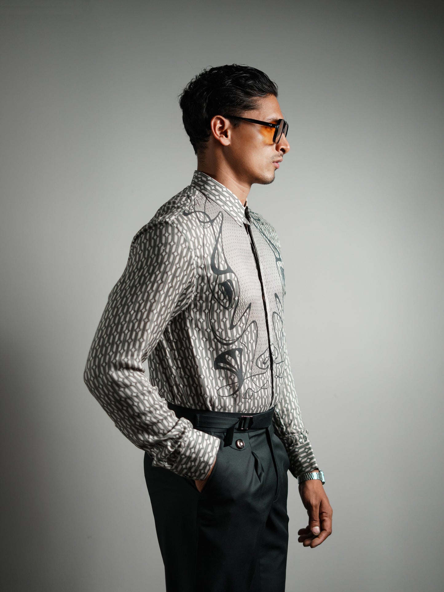 Serpentine coeleone verde Men's Printed Shirt | Designer Printed Men's Shirt