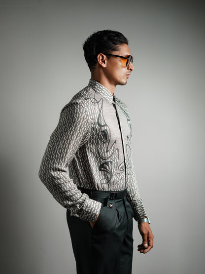 Serpentine coeleone verde Men's Printed Shirt | Designer Printed Men's Shirt