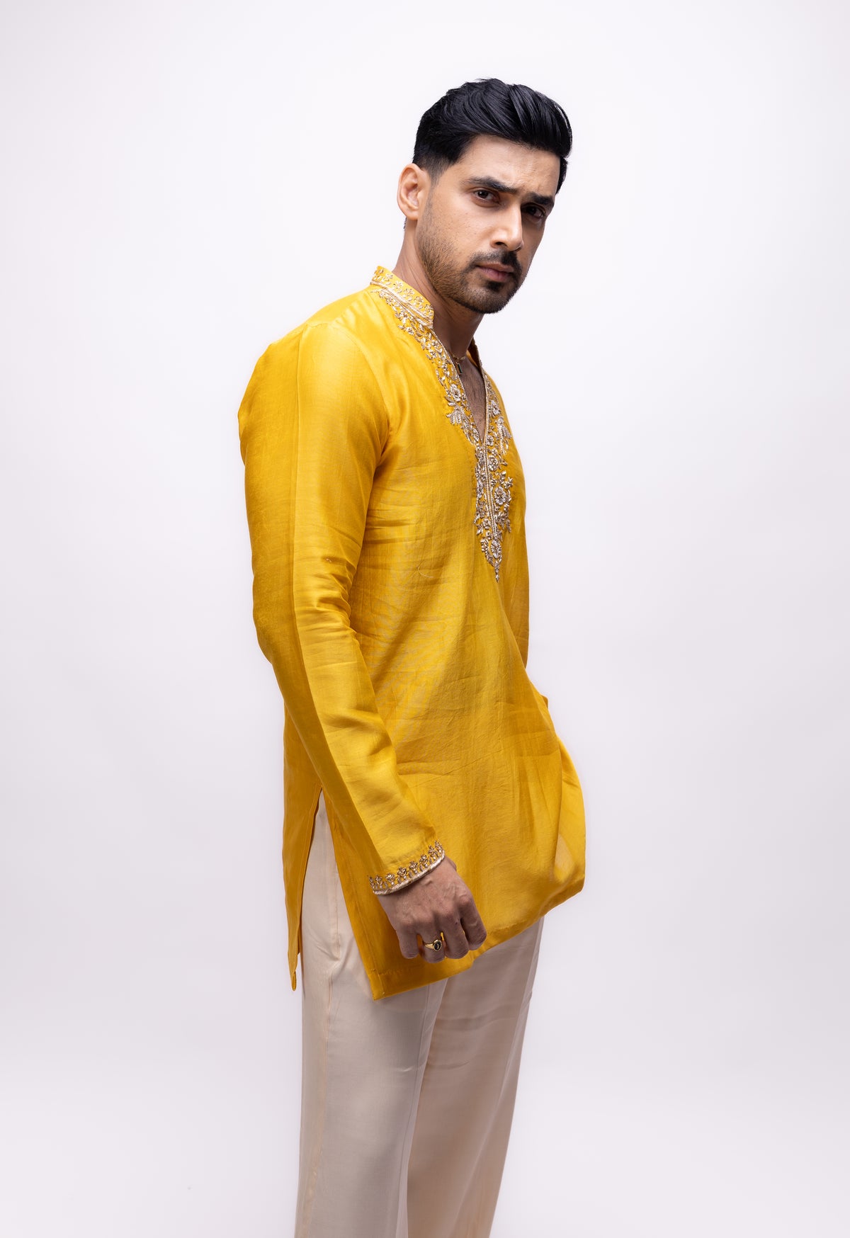 Majestic Haldi Edit | Yellow Soft Silk Embroidered Kurta