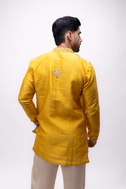 Majestic Haldi Edit | Yellow Soft Silk Embroidered Kurta