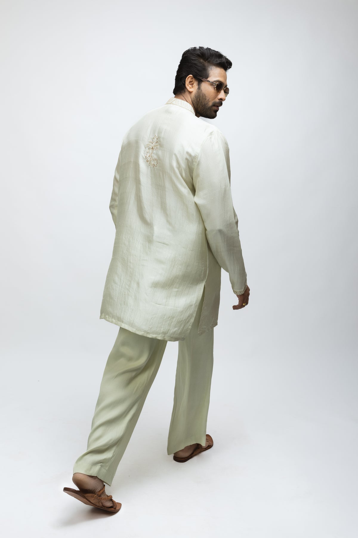 The Royal Pastel Edit | Sea Green Flowy Silk Kurta Set