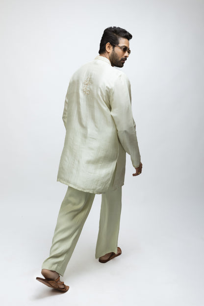 The Royal Pastel Edit | Sea Green Flowy Silk Kurta Set