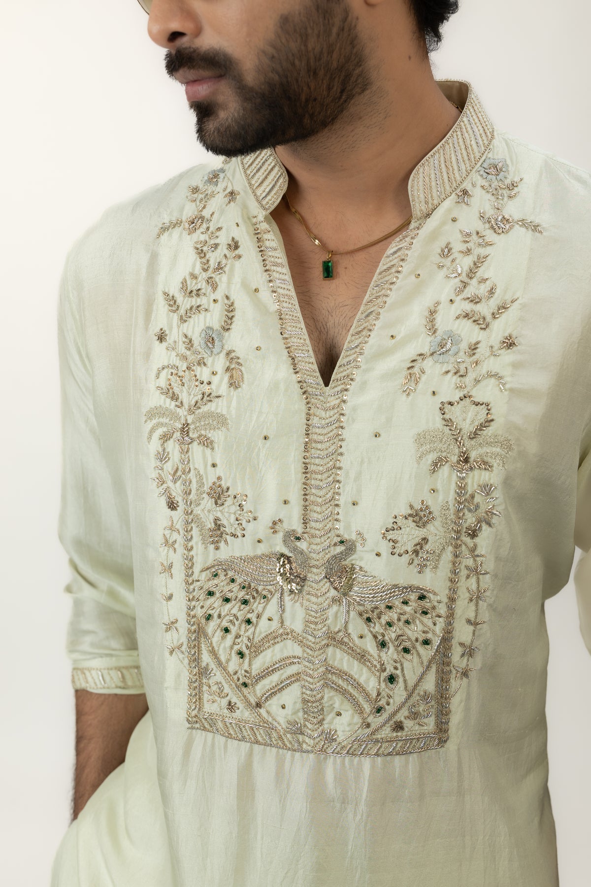 The Royal Pastel Edit | Sea Green Flowy Silk Kurta Set