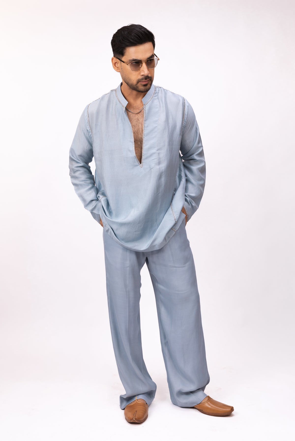 Sundowner Royalty | Men's Blue  Kaftan Kurta Set