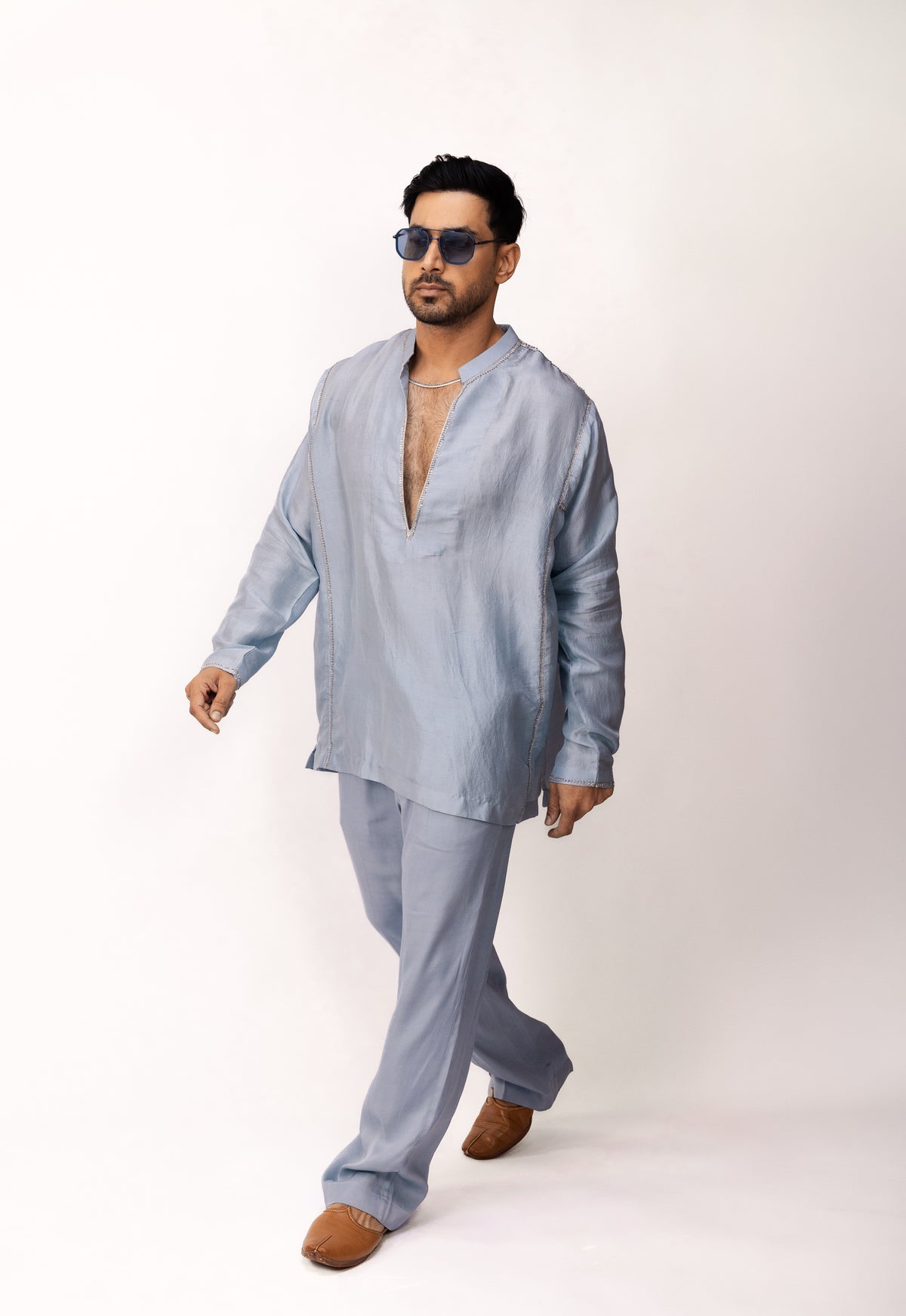 Sundowner Royalty | Men's Blue  Kaftan Kurta Set