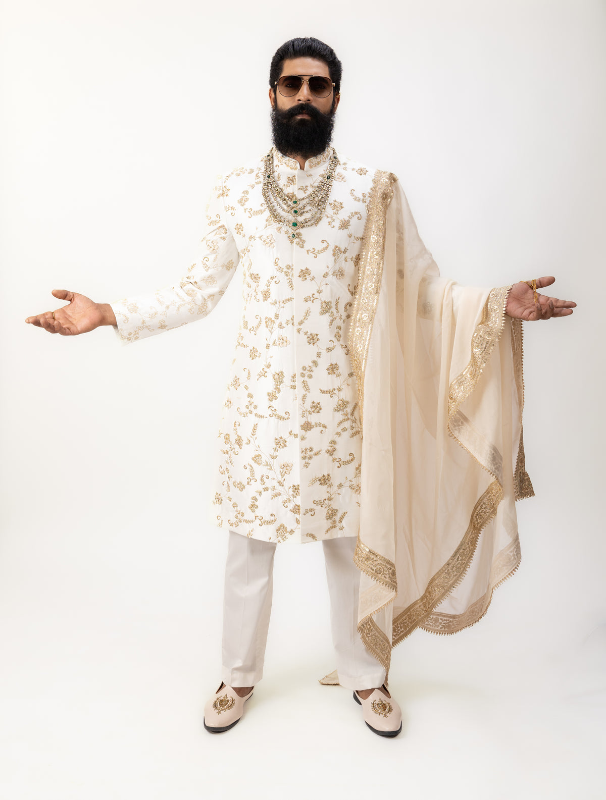 Timeless Ivory Grandeur | Designer Silk Sherwani Set
