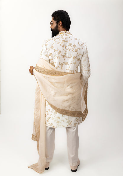 Timeless Ivory Grandeur | Designer Silk Sherwani Set