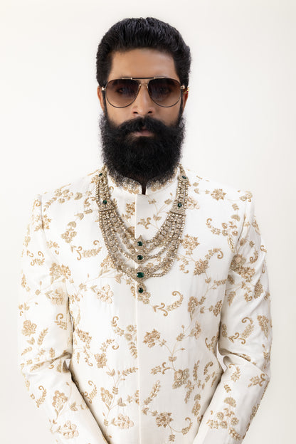 Timeless Ivory Grandeur | Designer Silk Sherwani Set