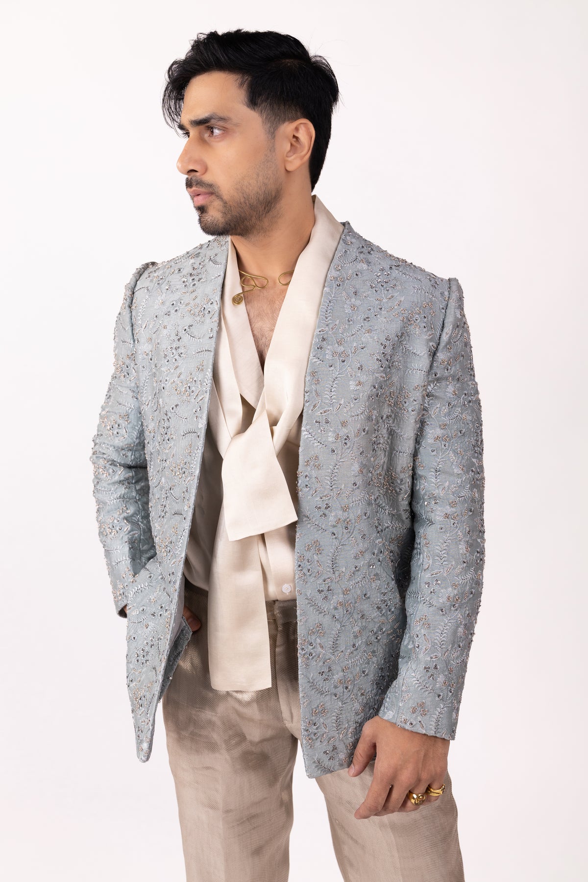 Regal Indo-Western Edit | Men's Designer Blue Cocktail Set