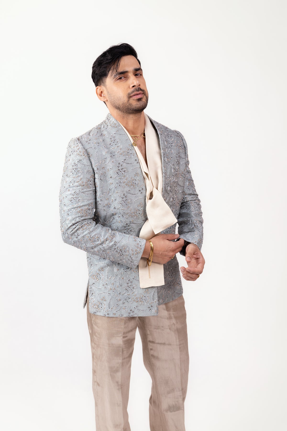 Regal Indo-Western Edit | Men's Designer Blue Cocktail Set
