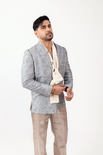 Regal Indo-Western Edit | Men's Designer Blue Cocktail Set