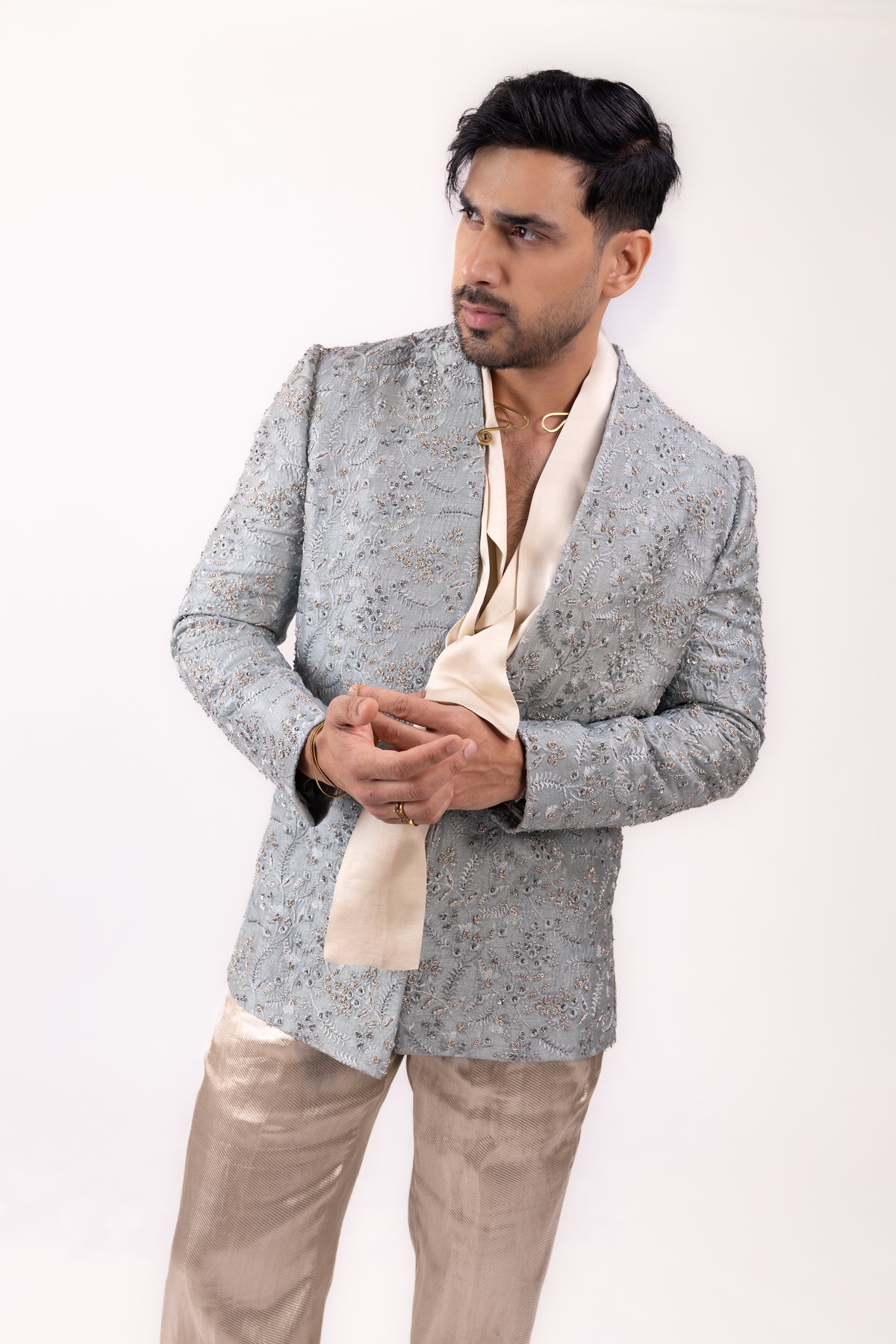 Regal Indo-Western Edit | Men's Designer Blue Cocktail Set