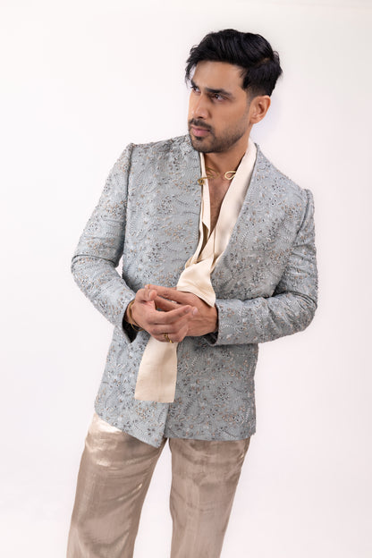 Regal Indo-Western Edit | Men's Designer Blue Cocktail Set