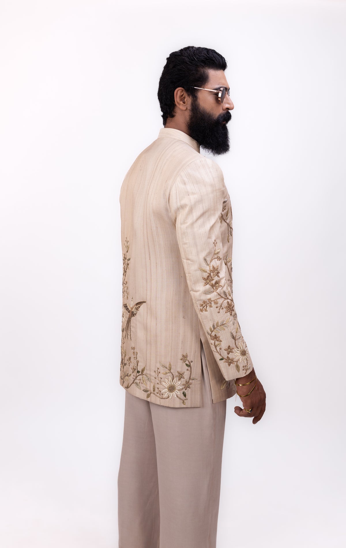 Raw Silk Grandeur | Men's Designer Beige Bandhgala