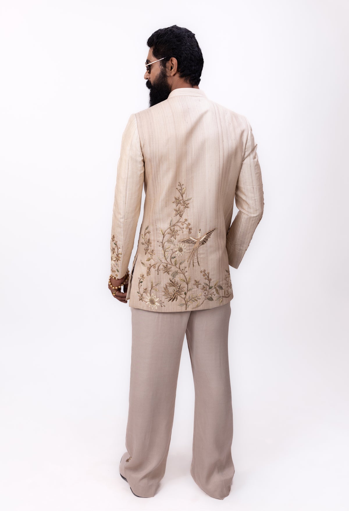 Raw Silk Grandeur | Men's Designer Beige Bandhgala