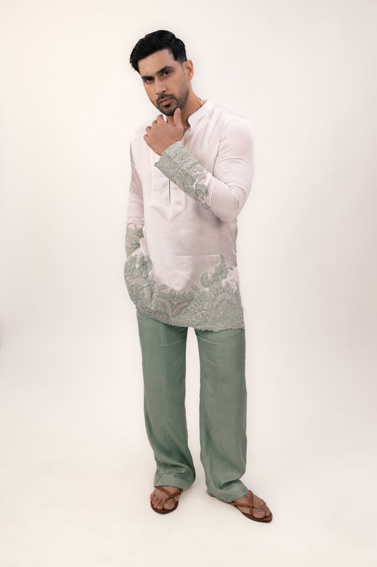 Imperial Linen Grace | Linen Silk Embroidered Kurta Set