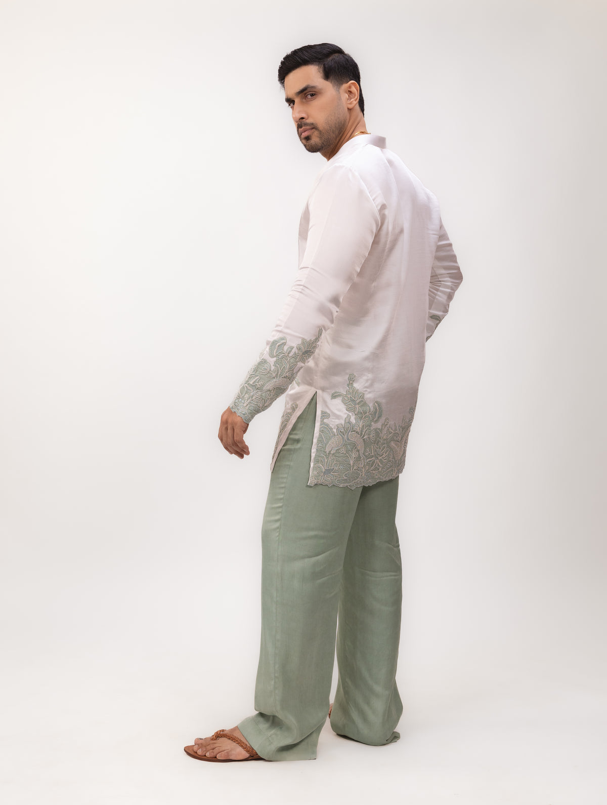 Imperial Linen Grace | Linen Silk Embroidered Kurta