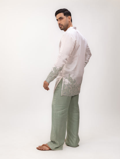 Imperial Linen Grace | Linen Silk Embroidered Kurta