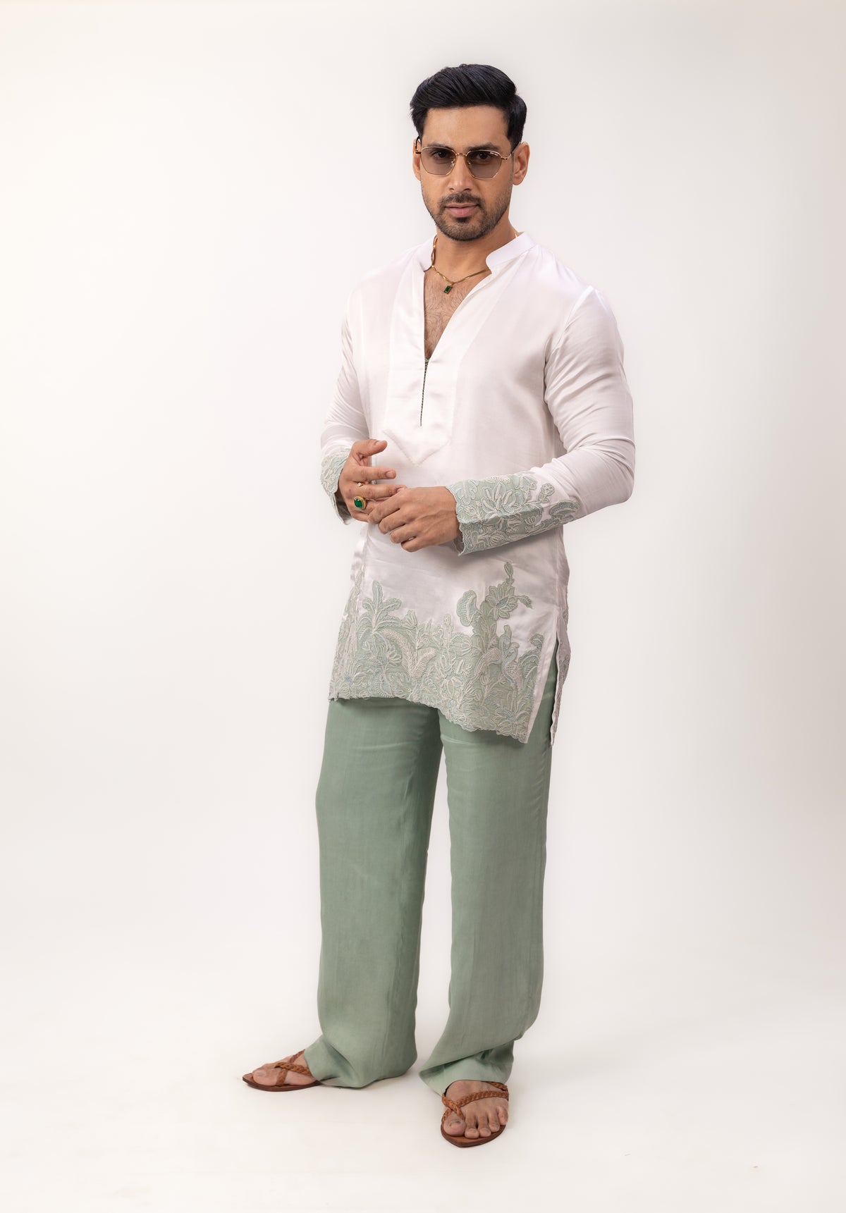 Imperial Linen Grace | Linen Silk Embroidered Kurta