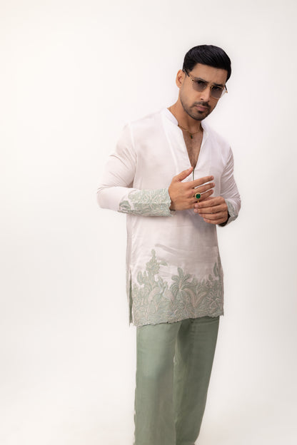 Imperial Linen Grace | Linen Silk Embroidered Kurta