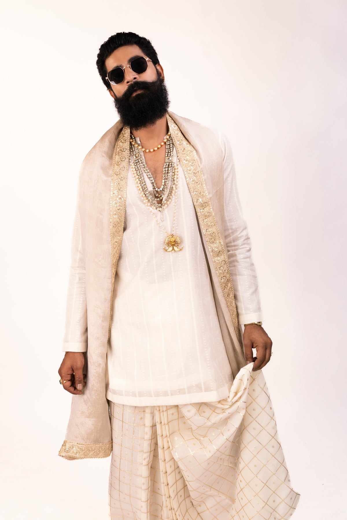 Regal Chanderi Silk Elegance | Men's Dhoti Kurta Set