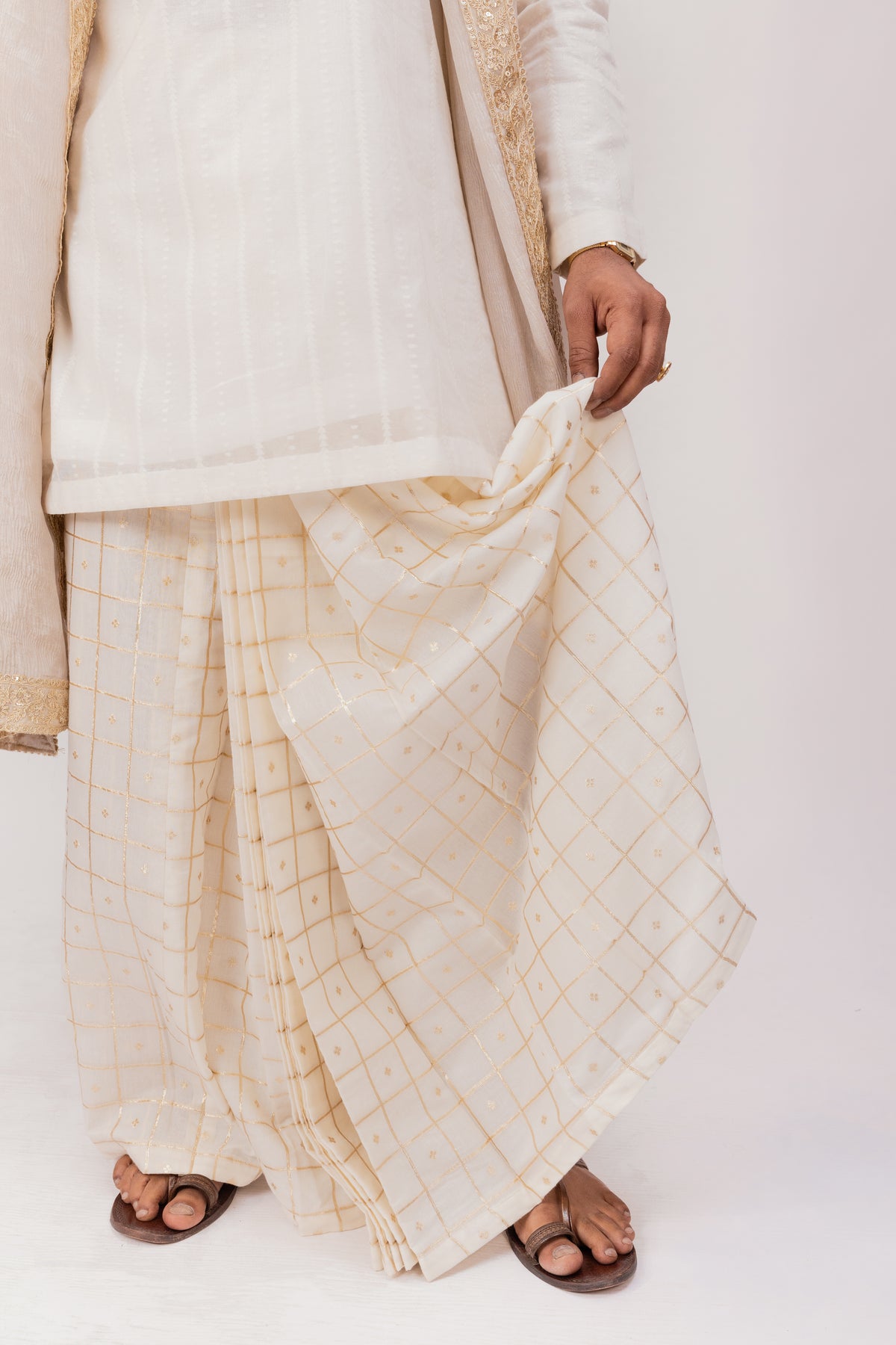 Regal Chanderi Silk Elegance | Men's Dhoti Kurta Set