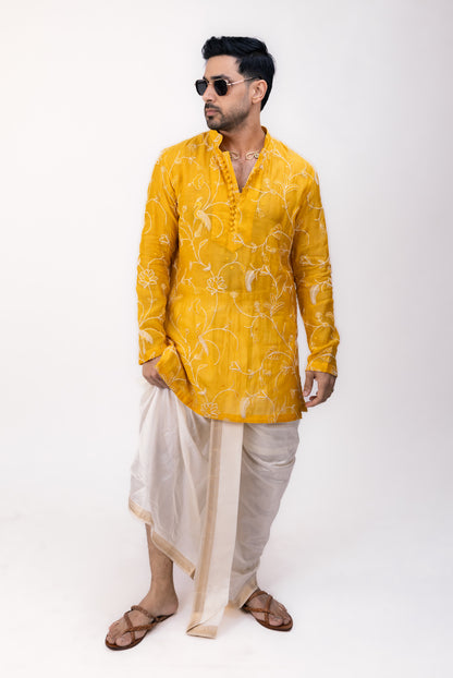 Majestic Haldi Edit | Chanderi Silk Yellow Kurta