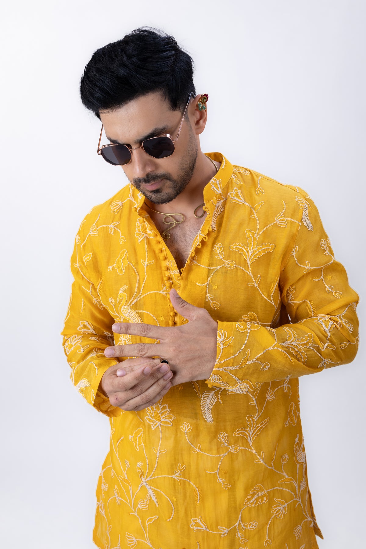 Majestic Haldi Edit | Chanderi Silk Yellow Kurta
