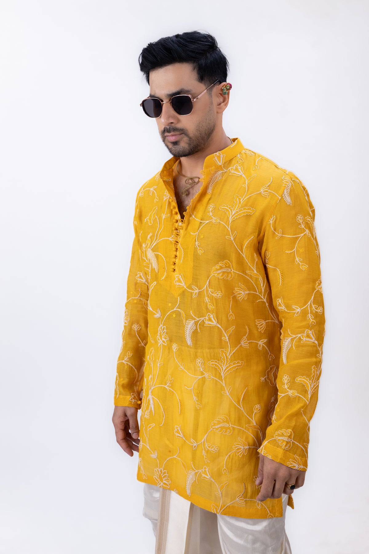 Majestic Haldi Edit | Chanderi Silk Yellow Kurta