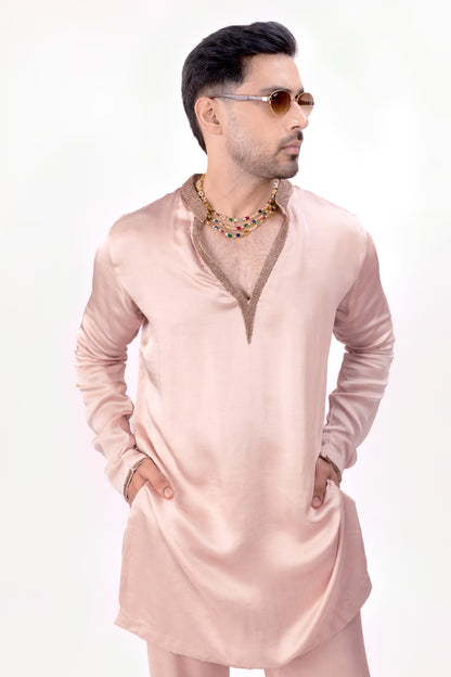 The Royal Pastel Edit | Pink Silk Kurta Set