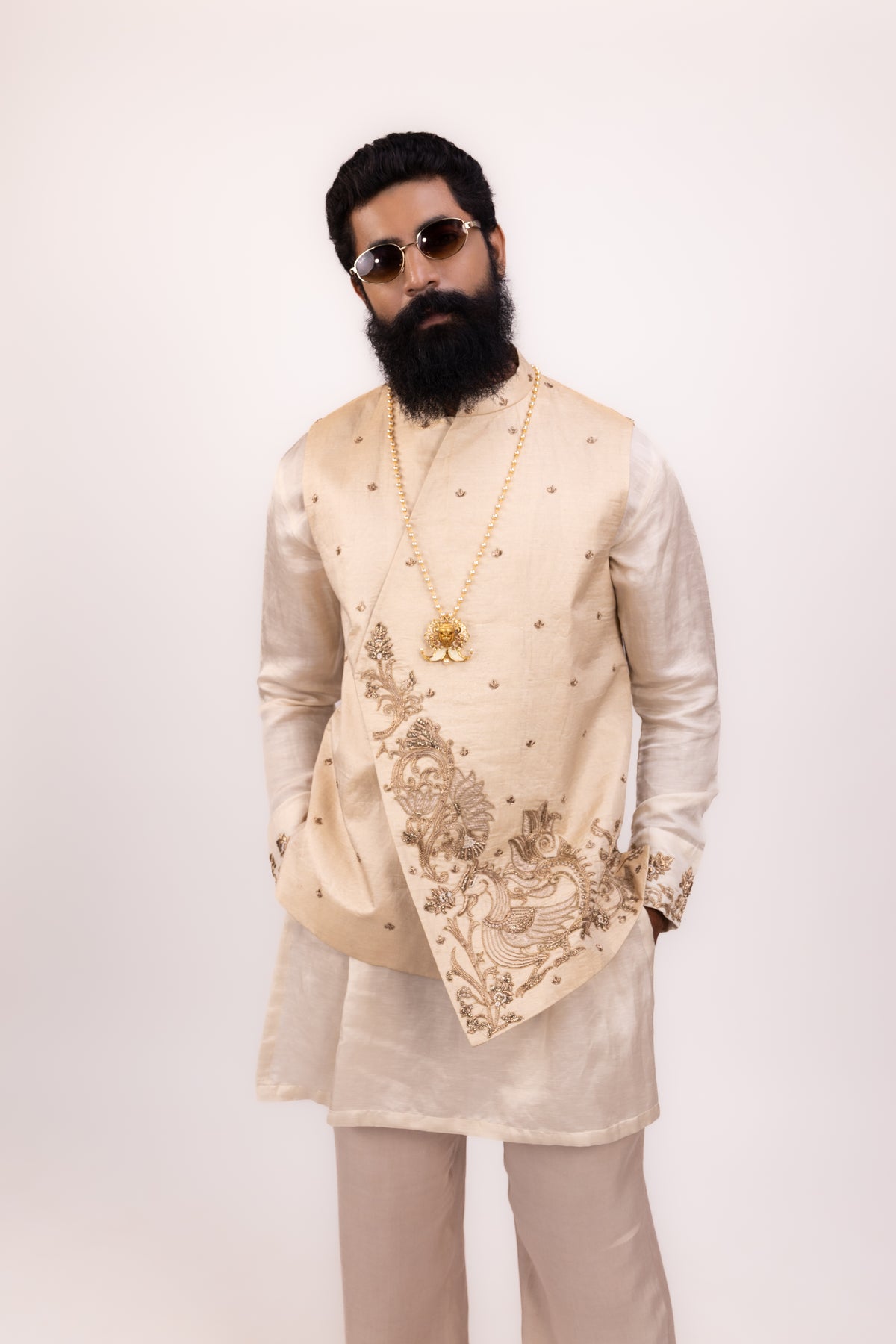 The Regal Waistcoat & Kurta Set | Silk Hand Embroidered Waistcoat Set