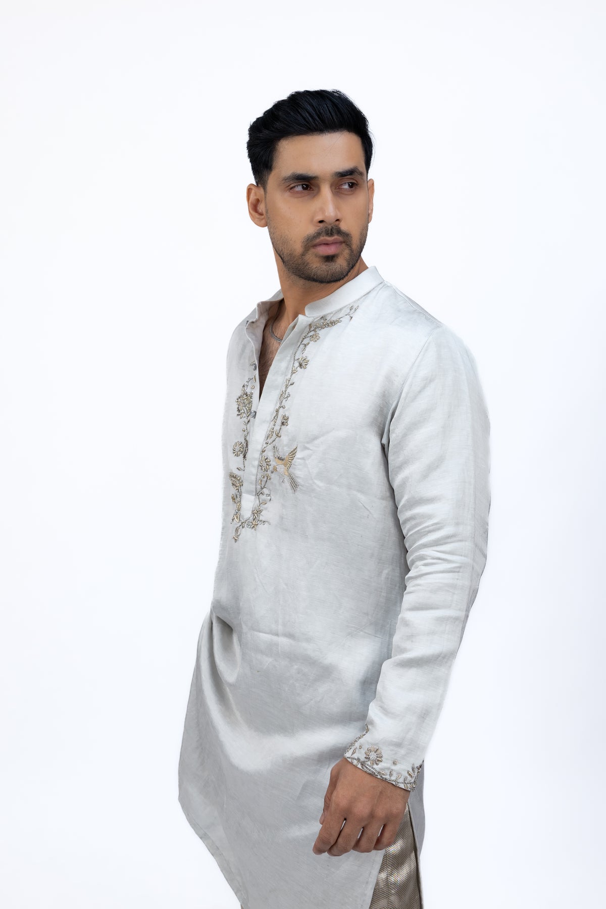 Imperial Linen Grace | Blue Designer Silk Kurta