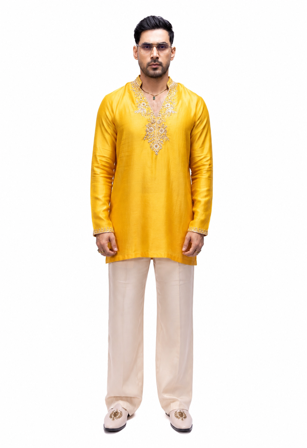 Majestic Haldi Edit | Yellow Soft Silk Embroidered Kurta