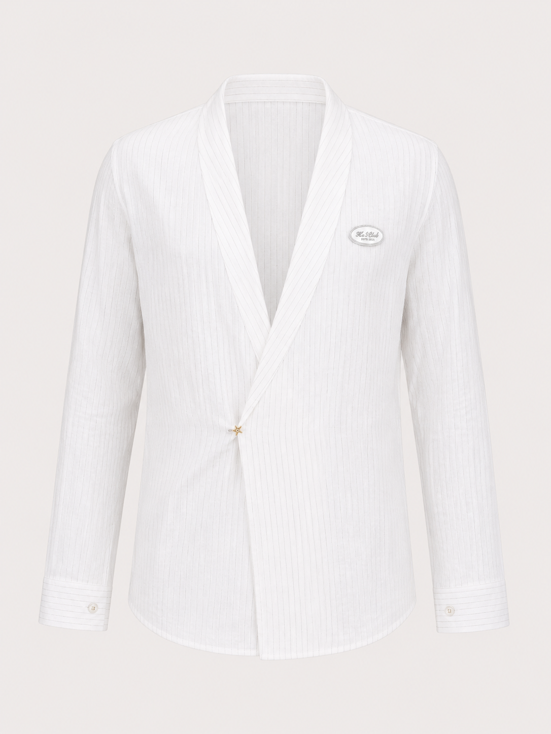 Atlântico Cinza | Double Breasted White Grey Striped Linen Shirt
